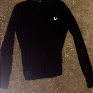 True Religion Black Fitted Long Sleeve Hoodie
